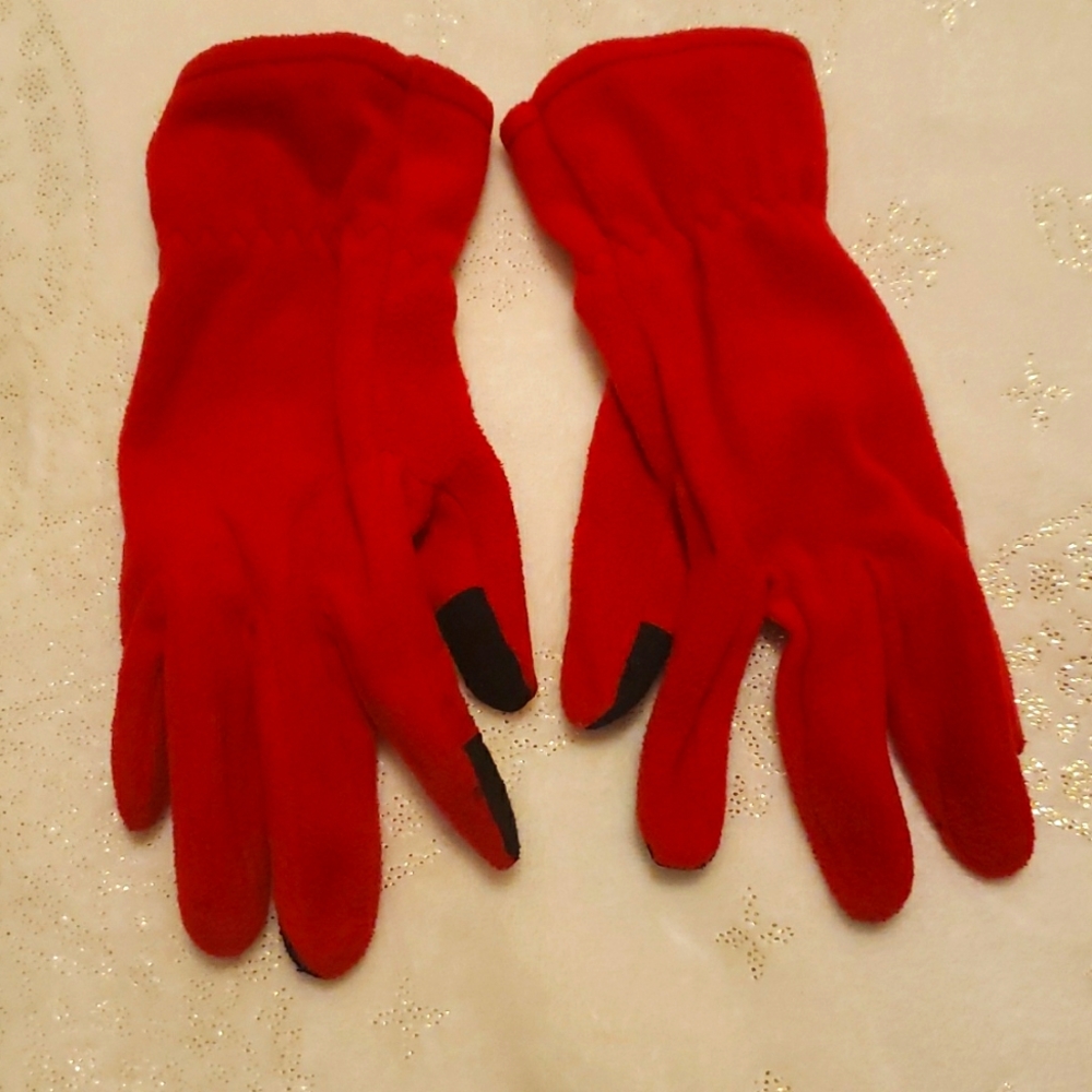Red Soft Microfiber Gloves with Screen touch fingers